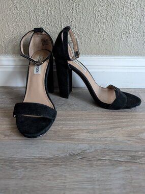 Steve Madden Carrson Black Suede Block Heel Sandals - Size 7M